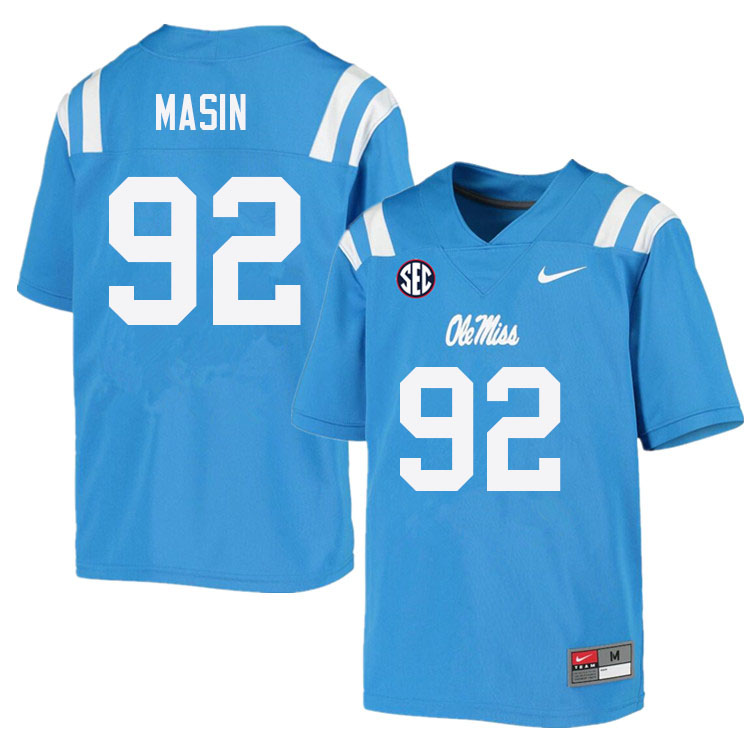 Men #92 Fraser Masin Ole Miss Rebels College Football Jerseys Sale-Power Blue